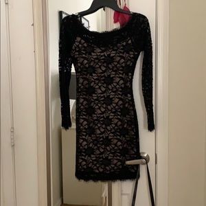 black lace with tan layer underneath